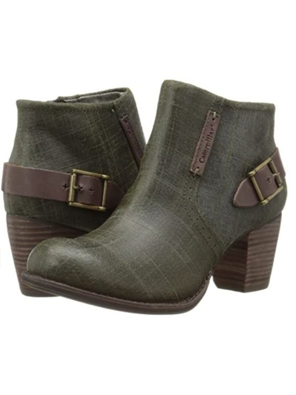 Caterpillar Women's Annette Leather Ankle Western Boots Deep Olive Size 7 - Picture 2 of 16